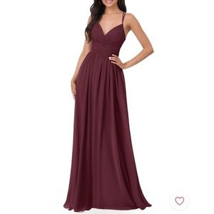 Red/Cabernet colored floor length bridesmaid dress
